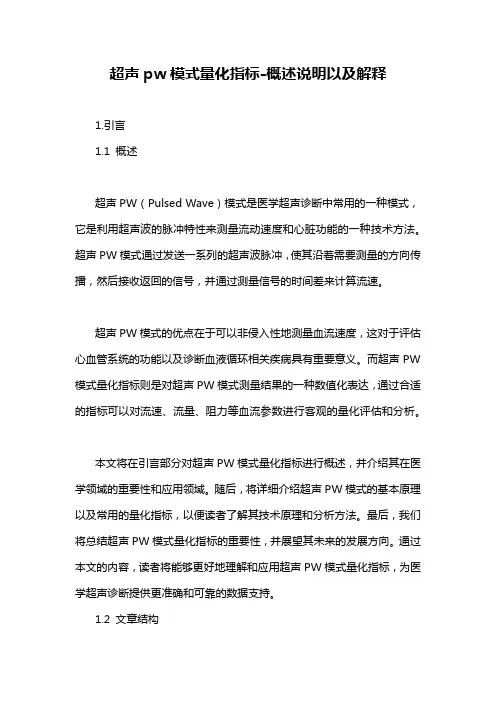 超声pw模式量化指标-概述说明以及解释
