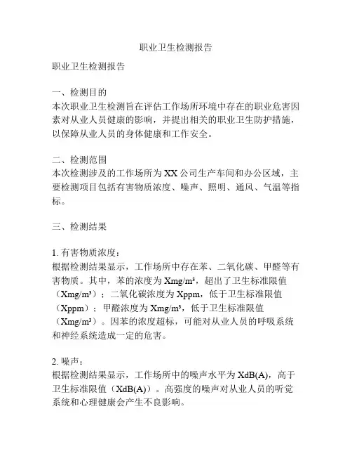职业卫生检测报告