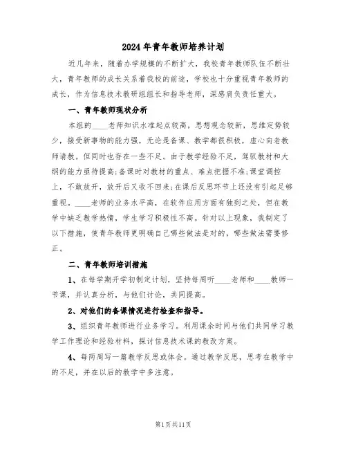 2024年青年教师培养计划（3篇）