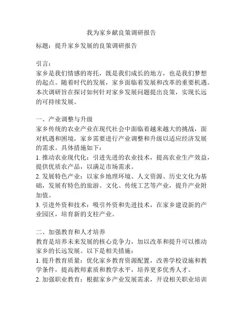 我为家乡献良策调研报告