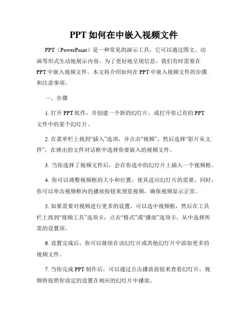 PPT如何在中嵌入视频文件
