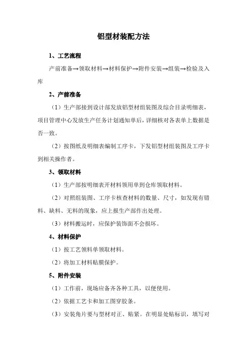 铝型材装配方法