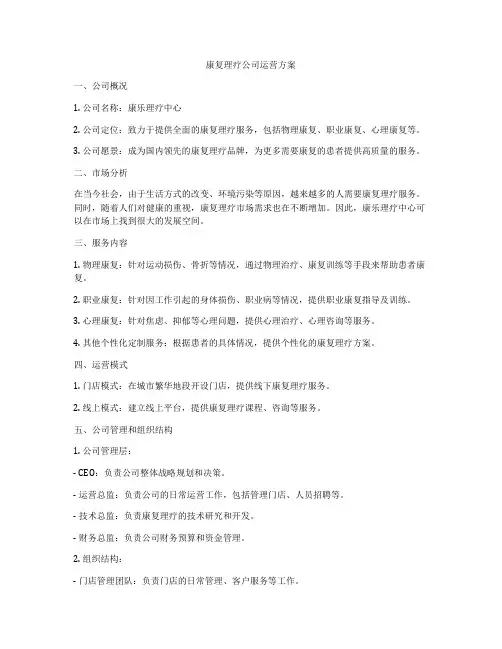 康复理疗公司运营方案