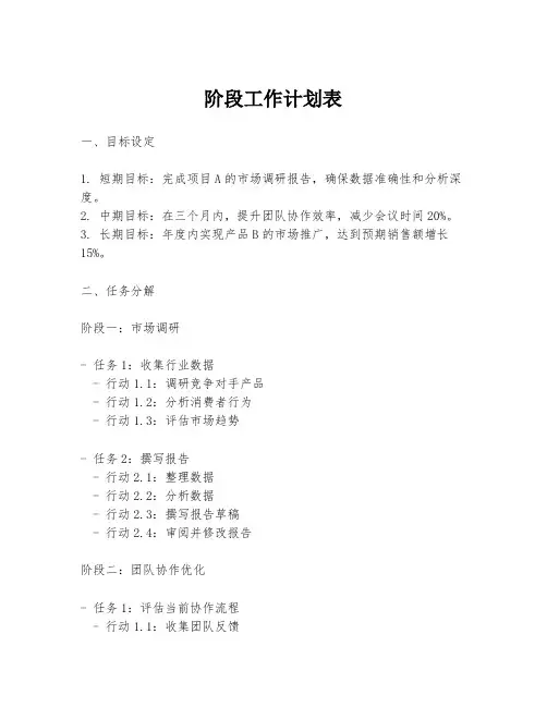 阶段工作计划表