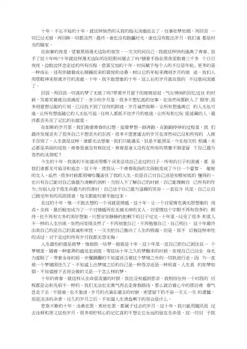 致我逝去的十年