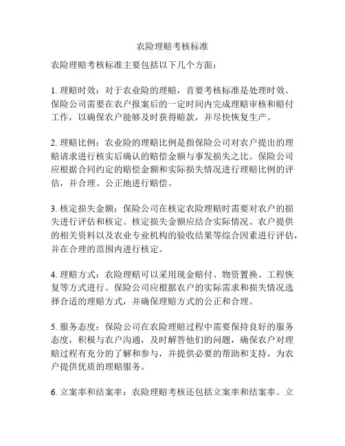 农险理赔考核标准