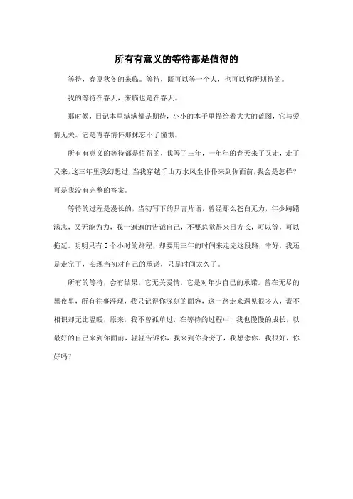所有有意义的等待都是值得的_高中高三作文400字