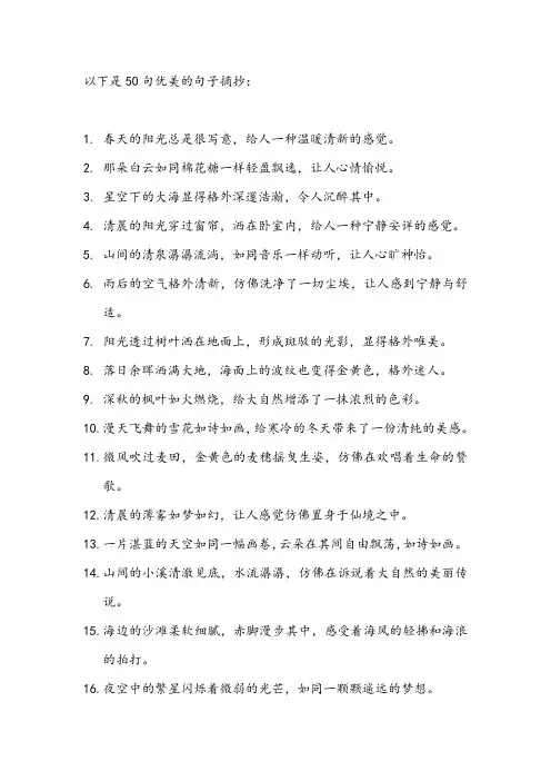 优美的句子摘抄仿写