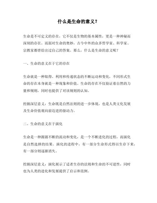 什么是生命的意义？