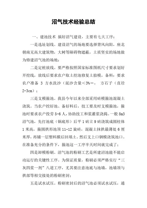 沼气技术经验总结