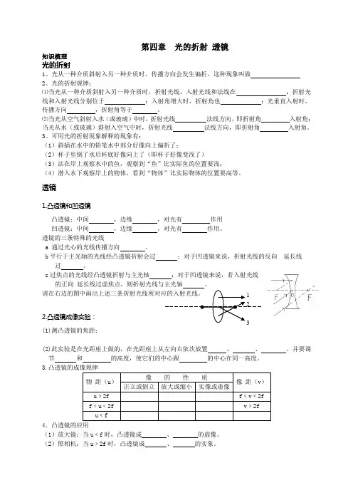 第四章光的折射透镜复习