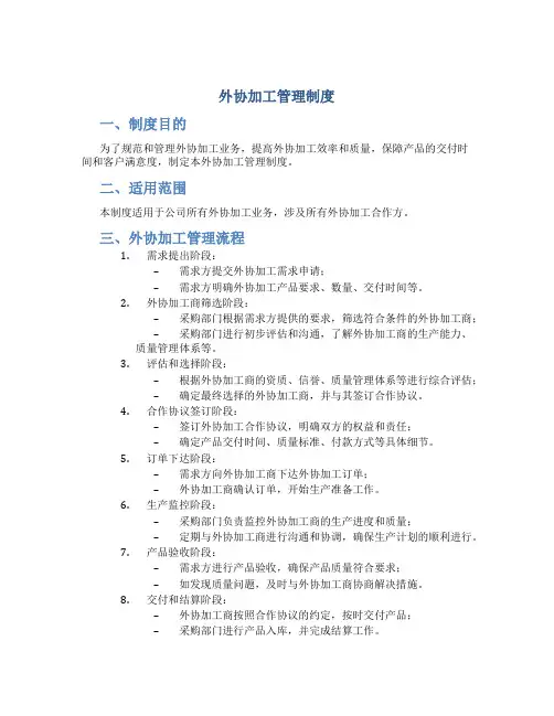 外协加工管理制度