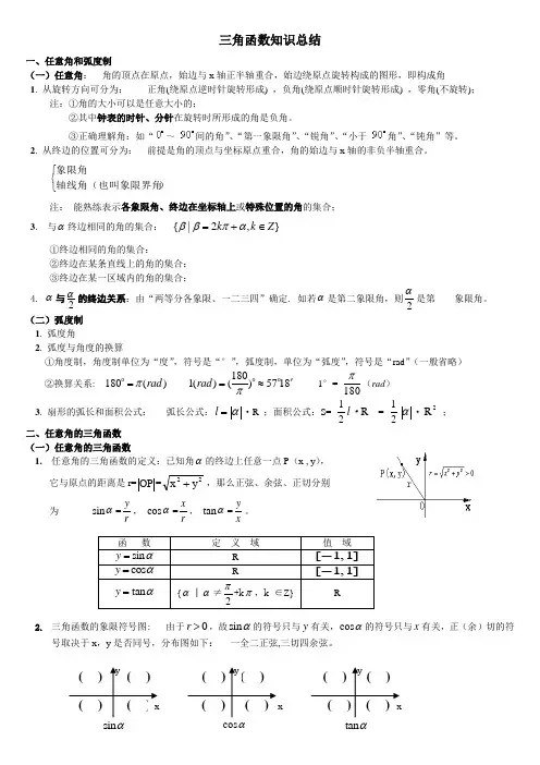 必修4三角函数知识总结