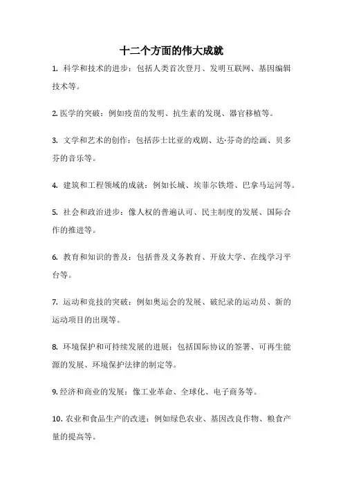 十二个方面的伟大成就