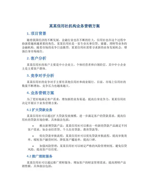 某某信用社机构业务营销方案