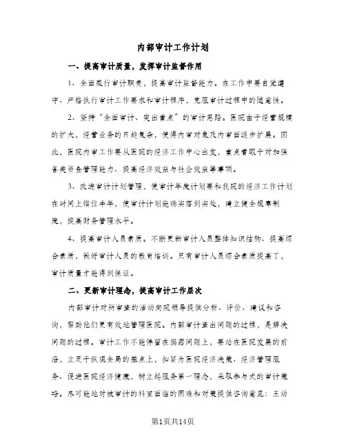 2024年内部审计工作计划（7篇）