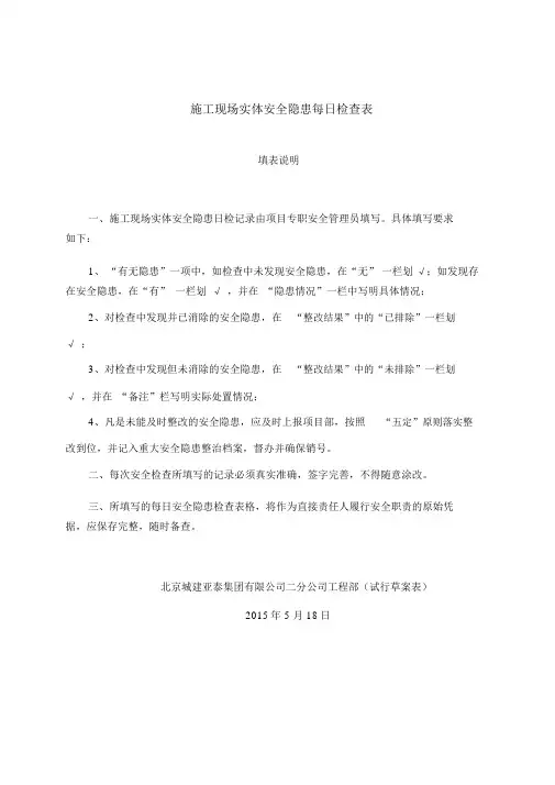日检查、周检查、月检查及表格
