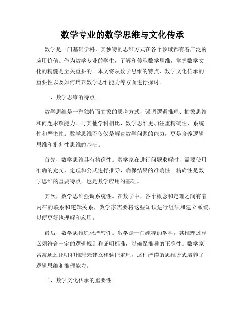 数学专业的数学思维与文化传承