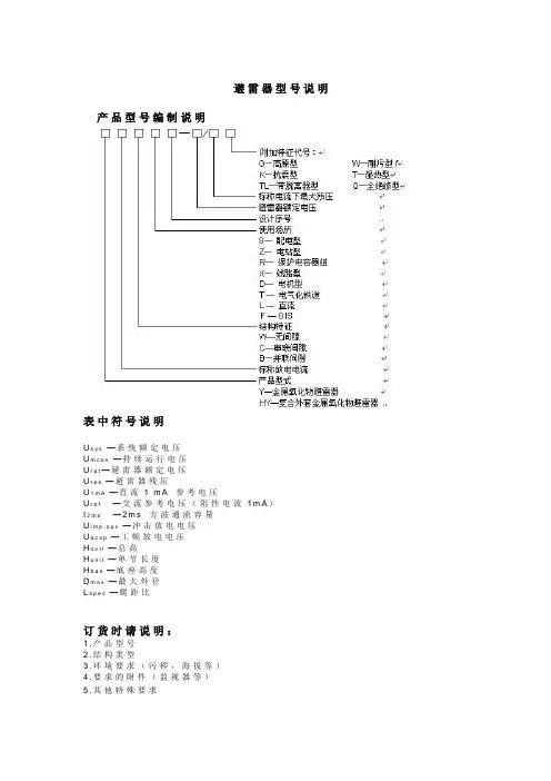 避雷器型号说明