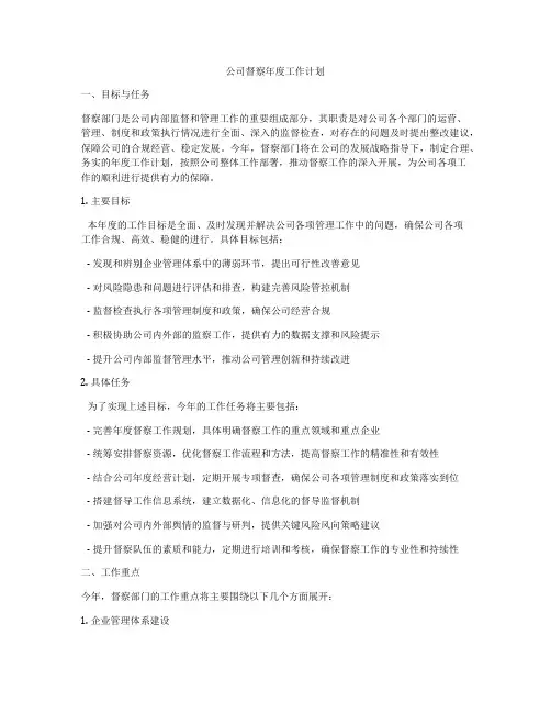 公司督察年度工作计划