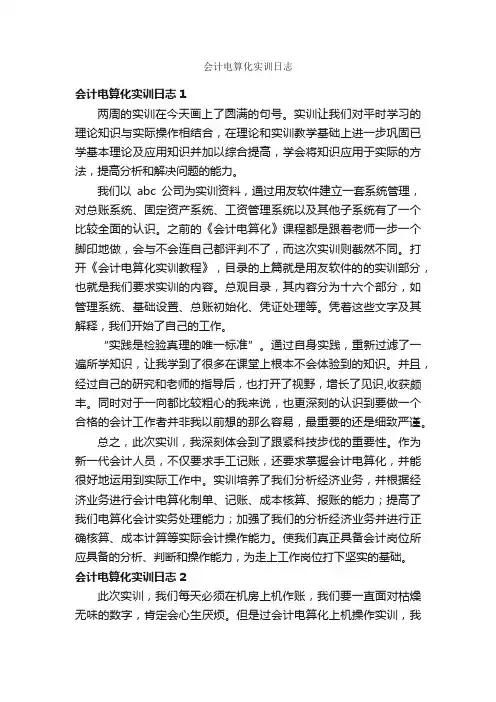 会计电算化实训日志