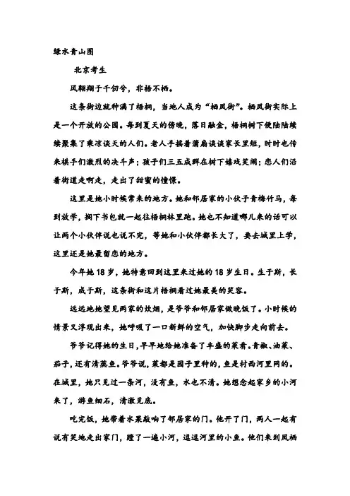 2018北京高考满分作文：绿水青山图,高考作文