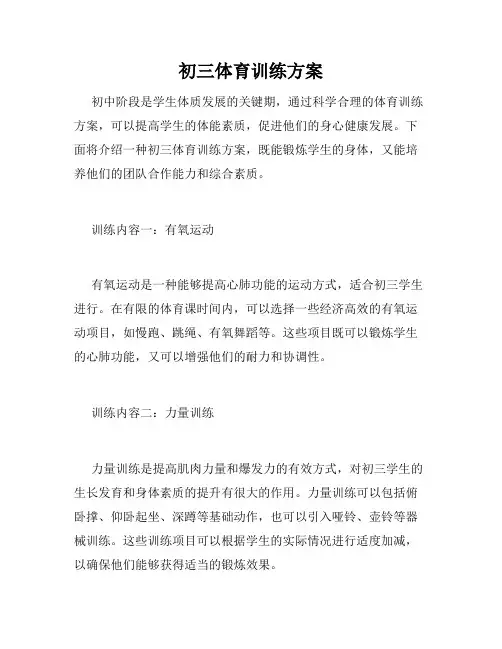 初三体育训练方案
