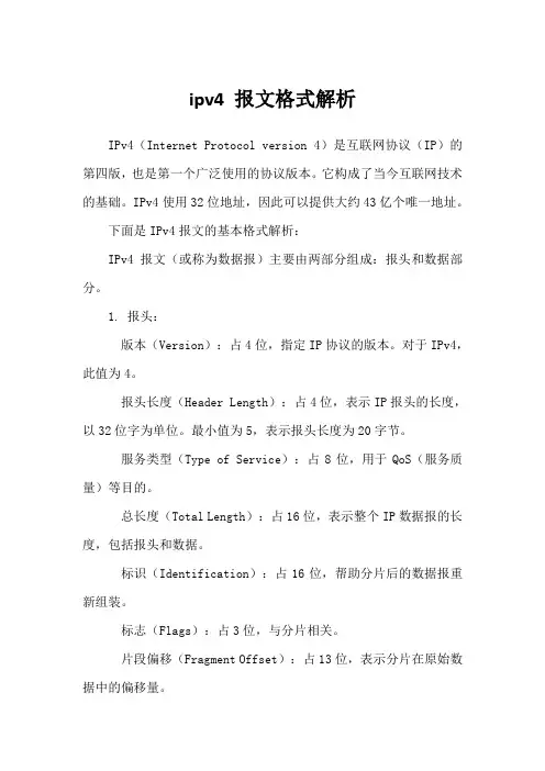 ipv4 报文格式解析