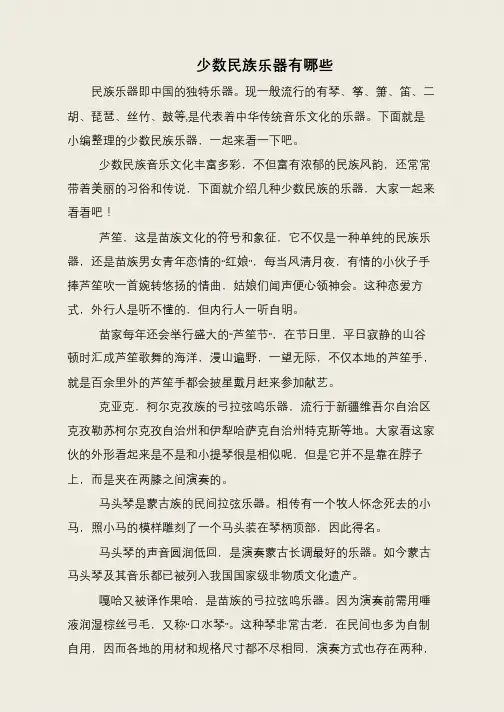 少数民族乐器有哪些