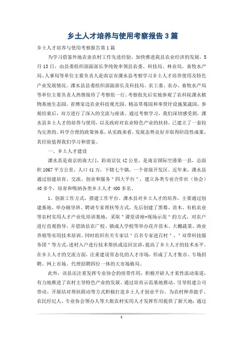 乡土人才培养与使用考察报告3篇