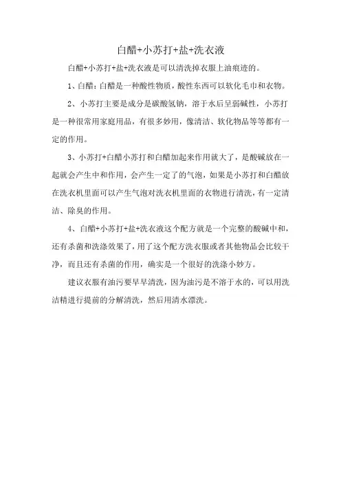 白醋+小苏打+盐+洗衣液