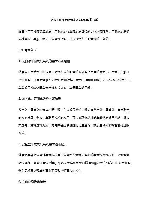 2023年车载娱乐行业市场需求分析