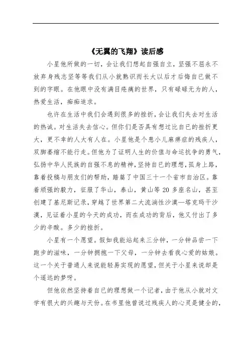 《无翼的飞翔》读后感