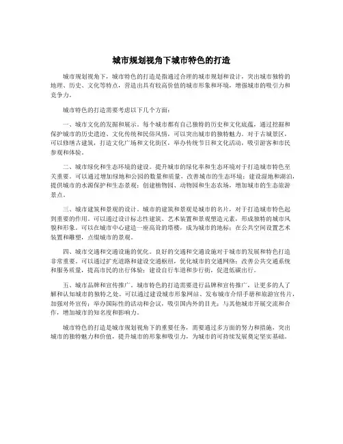 城市规划视角下城市特色的打造