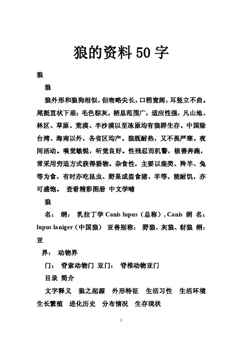 狼的资料50字