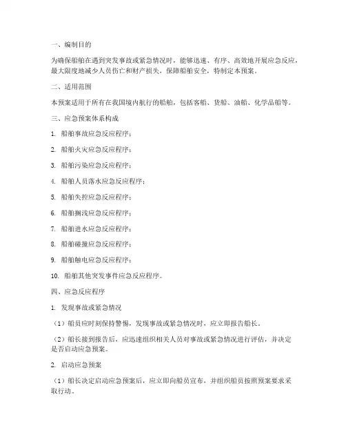 船舶应急反应程序应急预案