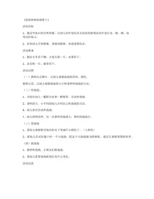 湖北IT外包公司-社会版-学前班数学公开课教案 第15课《折纸帅帅的胡萝卜》第六单元教案