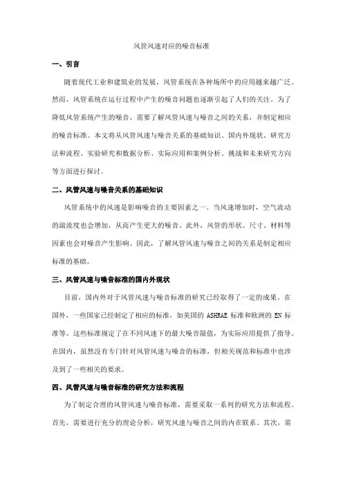 风管风速对应的噪音标准