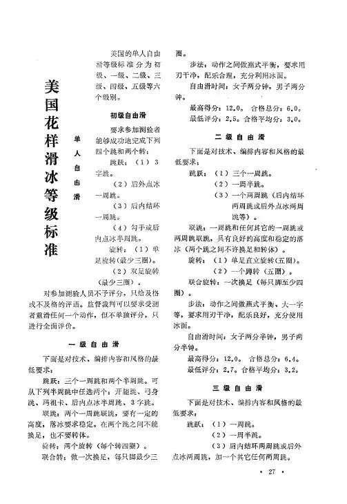 美国花样滑冰等级标准