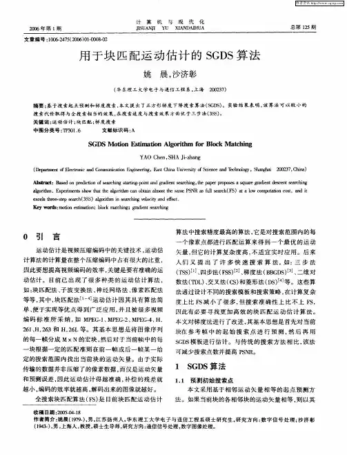 用于块匹配运动估计的SGDS算法