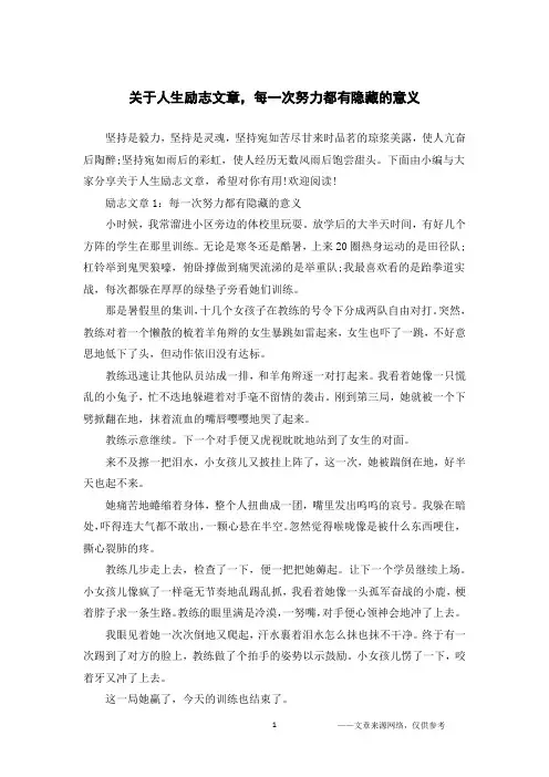 关于人生励志文章,每一次努力都有隐藏的意义