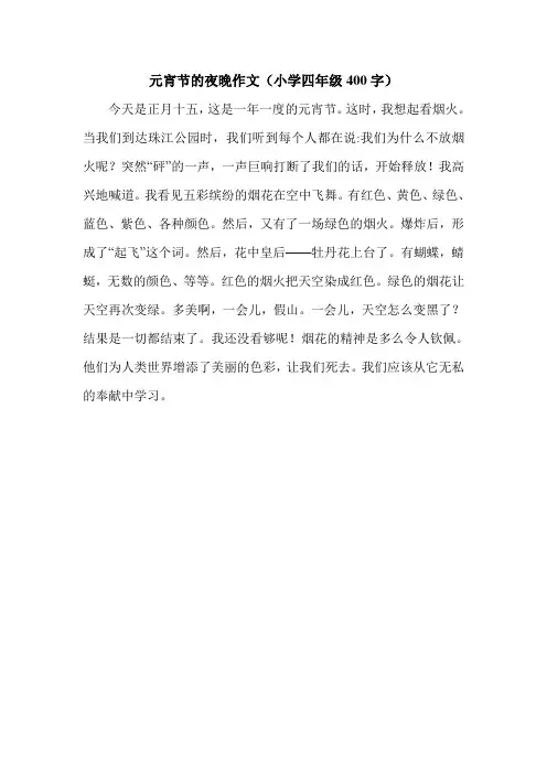 元宵节的夜晚作文(小学四年级400字).doc