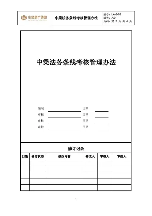 国内标杆地产集团  地产法务  中梁法务条线考核管理办法