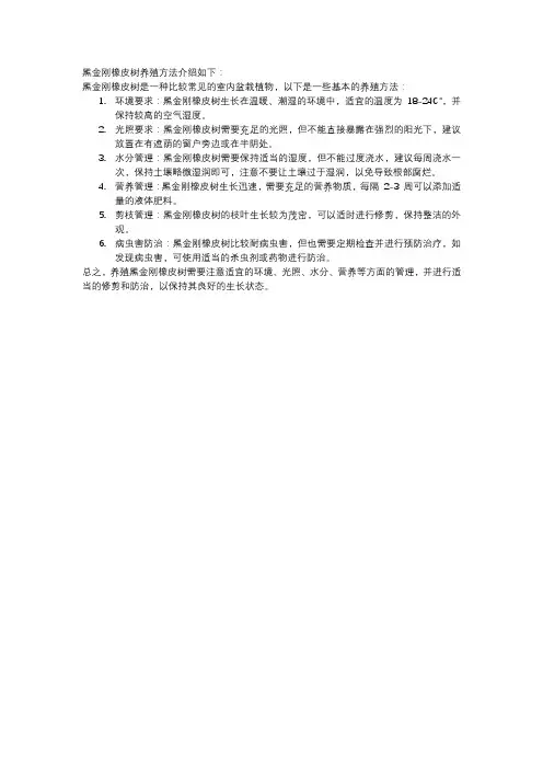 黑金刚橡皮树养殖方法
