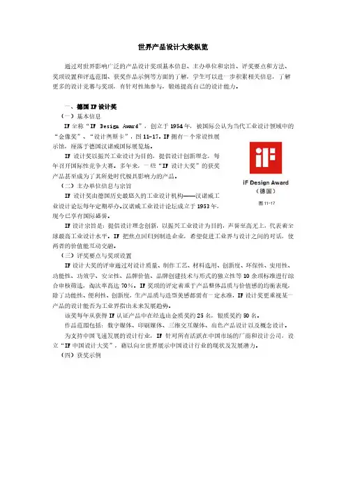世界产品设计大奖纵览