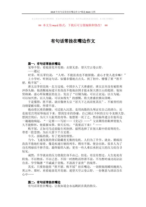 2019年有句话常挂在嘴边作文-精选word文档 (4页)