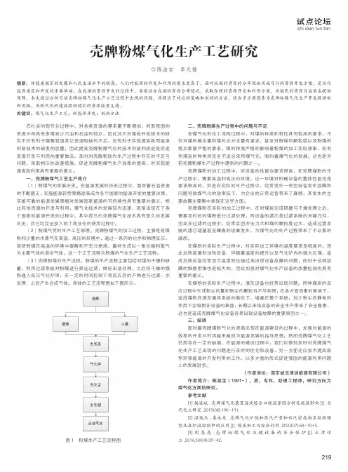 壳牌粉煤气化生产工艺研究