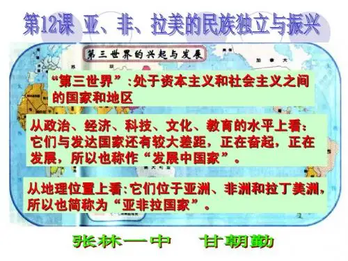 中华书局版九年级下册历史第12课亚、非、拉美的民族独立与振兴