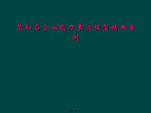 某知名企业能力素质模型精典案例