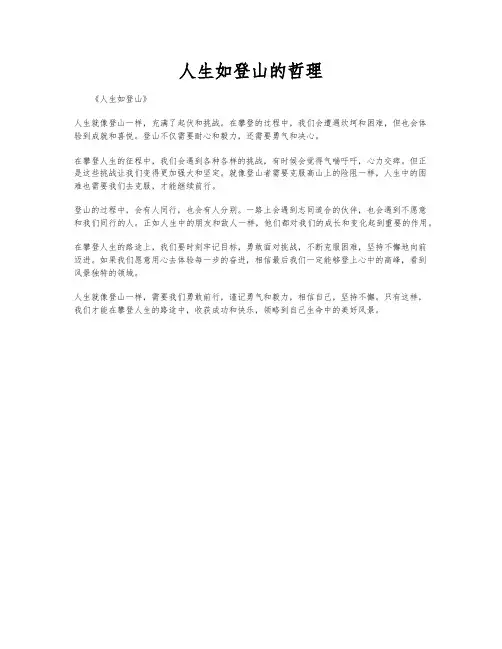人生如登山的哲理